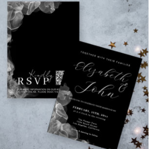 Invitation Mariage Élégant Minimaliste à l'Encre Noire et Bla