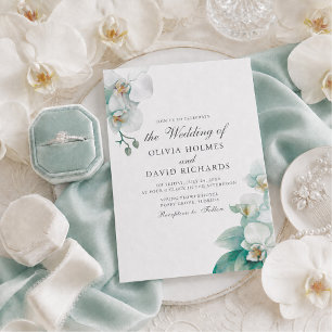 Invitation Mariage Élégant Minimaliste à l'Orchidée Blanche