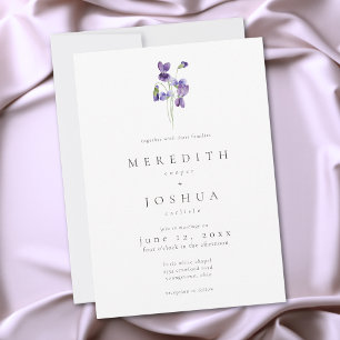 Invitation Mariage Élégant Minimaliste Aquarelle Violettes