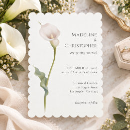 Invitation Mariage Élégant Minimaliste au Lys de Calla Blanc