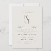 Invitation Mariage élégant minimaliste blanc ivoire (Devant)