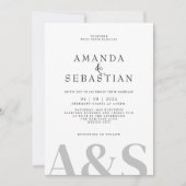 Invitation Mariage élégant minimaliste blanc simple (Devant)