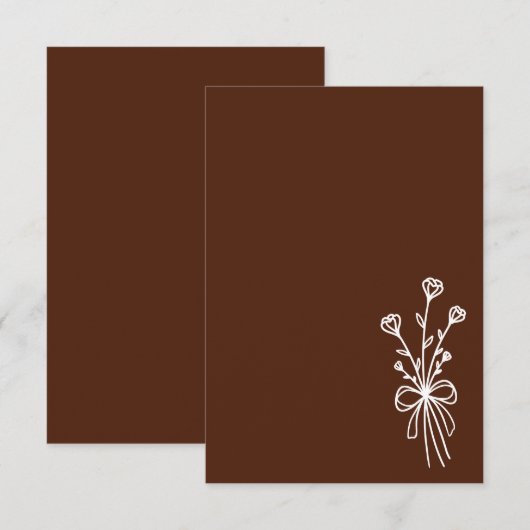 Invitation Mariage Élégant Minimaliste Brun (Devant / Derrière)