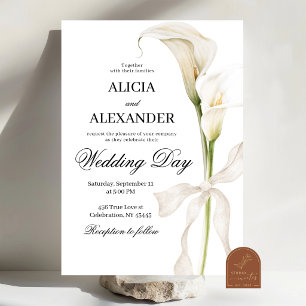 Invitation Mariage Élégant Minimaliste Fleur de Calla Blanche