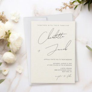 Invitation Mariage Élégant Minimaliste Ivoire
