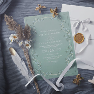 Invitation Mariage Élégant Minimaliste Jardin Floral Code QR