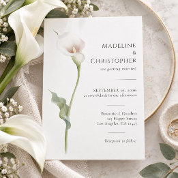 Invitation Mariage Élégant Minimaliste Lys Calla Blanc