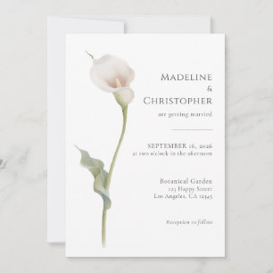 Invitation Mariage Élégant Minimaliste Lys Calla Blanc