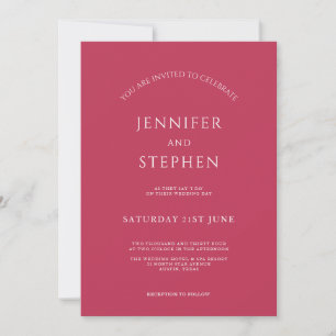 Invitation Mariage Élégant Minimaliste Magenta Simple