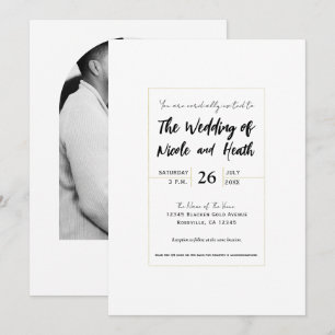 Invitation Mariage Élégant Minimaliste Moderne Blanc et Or