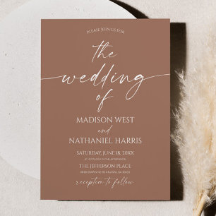 Invitation Mariage Élégant Minimaliste Moderne Mousse Mocha