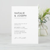 Invitation Mariage élégant minimaliste moderne noir & blanc (Debout devant)