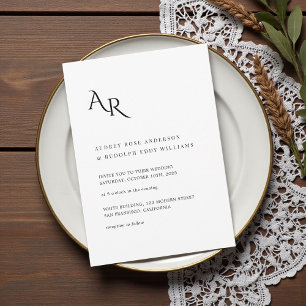 Invitation Mariage Élégant Minimaliste Moderne Noir Blanc