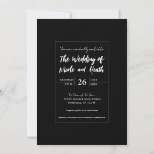 Invitation Mariage Élégant Minimaliste Moderne Noir & Or