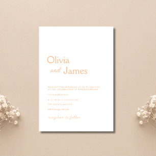 Invitation Mariage élégant minimaliste moderne Peach Fuzz