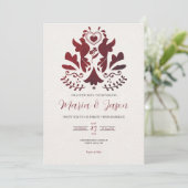 Invitation Mariage élégant minimaliste moderne rouge mexicain (Debout devant)