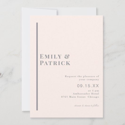Invitation Mariage Élégant Minimaliste Moderne Simple (Devant)