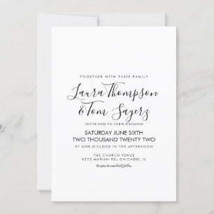 Invitation Mariage Élégant Minimaliste Noir Blanc