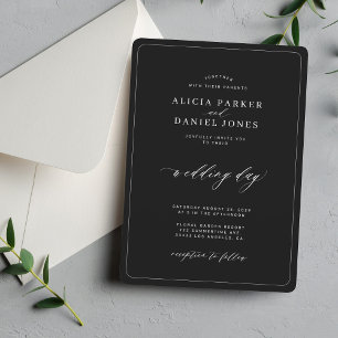 Invitation Mariage élégant minimaliste noir et blanc