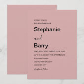 Invitation Mariage Élégant Minimaliste Rose Poussiéreux (Devant / Derrière)