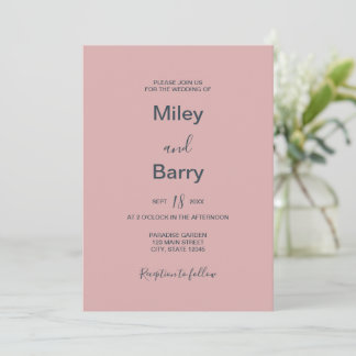 Invitation Mariage Élégant Minimaliste Rose Poussiéreux