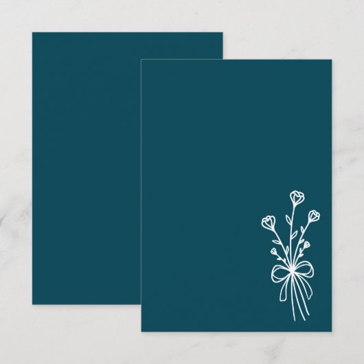 Invitation Mariage Élégant Minimaliste Sarcelle (Devant / Derrière)