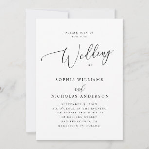 Invitation Mariage Élégant Minimaliste Script   Formel Classi