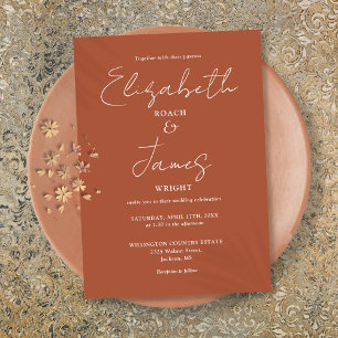 Invitation Mariage élégant minimaliste script terre cuite