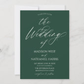 Invitation Mariage Élegant Minimaliste Vert Émeraude (Devant)