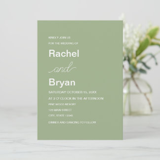 Invitation Mariage Élégant Minimaliste Vert Sauge