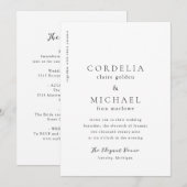 Invitation Mariage Élégant Moderne (Devant / Derrière)