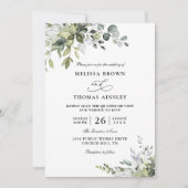 Invitation Mariage élégant moderne à budget Eucalyptus QR Cod (Devant)