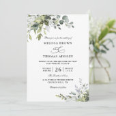 Invitation Mariage élégant moderne à budget Eucalyptus QR Cod (Debout devant)