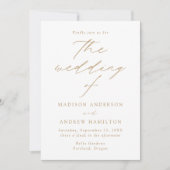 Invitation Mariage élégant moderne à l'écriture dorée (Devant)
