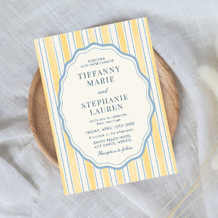 Invitation Mariage élégant moderne à rayures jaune d'agrumes