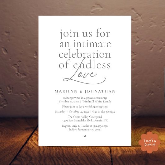 Invitation Mariage Élégant Moderne, Amour Éternel, Réception