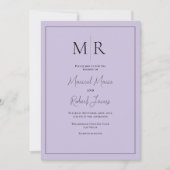 Invitation Mariage élégant moderne au monogramme violet (Devant)