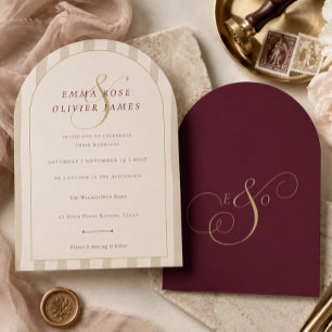 Invitation Mariage élégant moderne avec arche Champagne Bourg