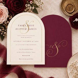 Invitation Mariage élégant moderne avec arche en champagne bu