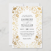 Invitation Mariage élégant moderne avec code QR de fleurs sau (Devant)