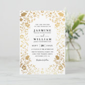 Invitation Mariage élégant moderne avec code QR de fleurs sau (Debout devant)
