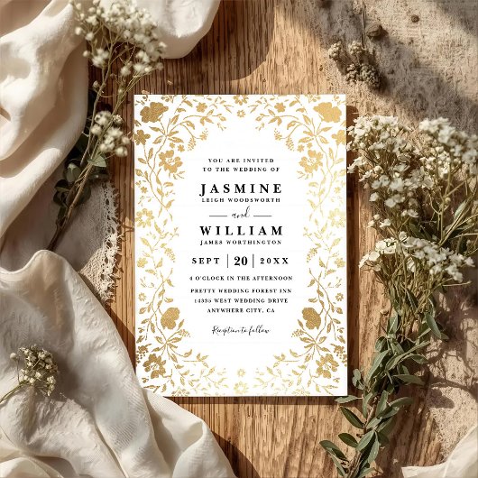 Invitation Mariage élégant moderne avec code QR de fleurs sau