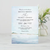 Invitation Mariage élégant moderne avec code QR de plage à l' (Debout devant)