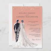 Invitation Mariage élégant moderne avec code QR Desert Coral (Devant)