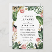 Invitation Mariage élégant moderne avec code QR et feuille de (Devant)