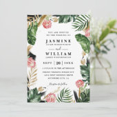 Invitation Mariage élégant moderne avec code QR et feuille de (Debout devant)