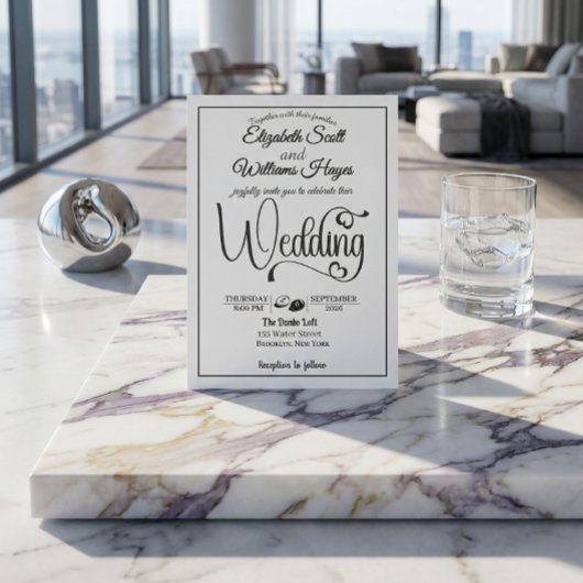 Invitation Mariage Élégant Moderne avec Code QR Photo Budget
