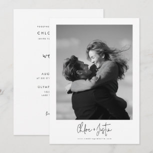 Invitation Mariage Élégant Moderne avec Photo Polaroid