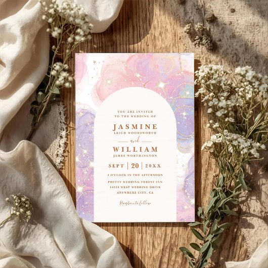 Invitation Mariage élégant moderne avec QR Code pour une soir