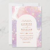 Invitation Mariage élégant moderne avec QR Code pour une soir (Devant)